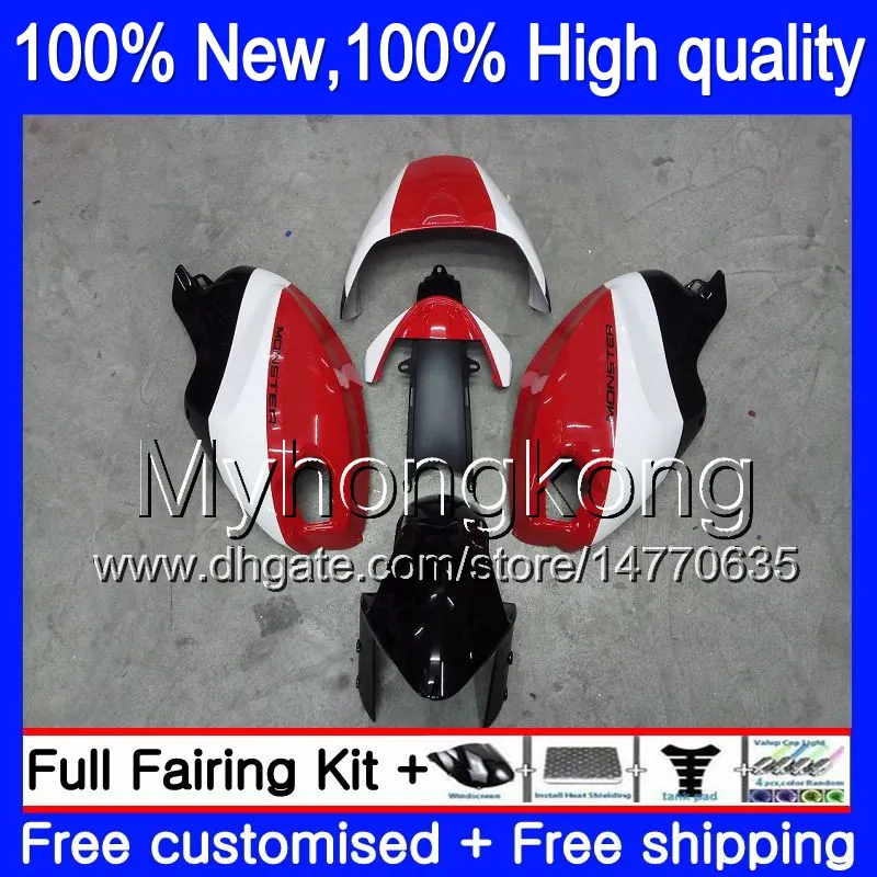 Ducati 659 696 795 796 797 09 10 11 19My5 659S 696S 795S 821 1100 1100S M1000 1200 2009 2011フェアリングレッドホワイトBLK