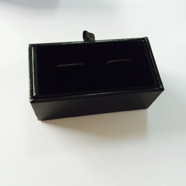 Wholesale Black Cufflink Box Cufflink Gift Case Holder Jewelry Packaging Boxes Organizer Black DHL Free