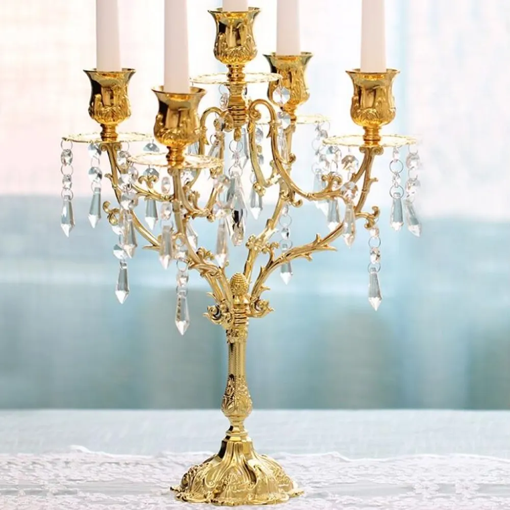 Candelabro de estilo europeo de 40 CM de altura, candelabro romántico con velas para cena, candelabro con luces, decoración de mesa para el hogar y la boda