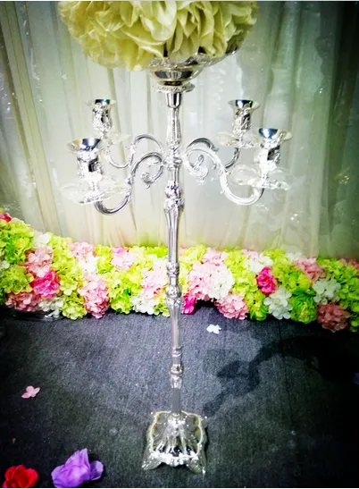 結婚式の中心部/パーティーの装飾のための銀の5つの打撃の花の立場の中心部