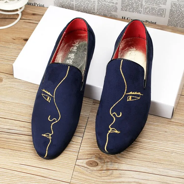 The British pointed shoes breathable Korean suede leather shoes men's hair stylist scrub lazy shoes loafer men flat shoes