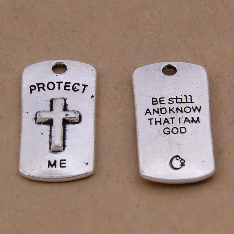 Fashion Dog Tag Charms Protect Me Alloy Charms Be Still And Know That I Am God Message Charms AAC12754750722