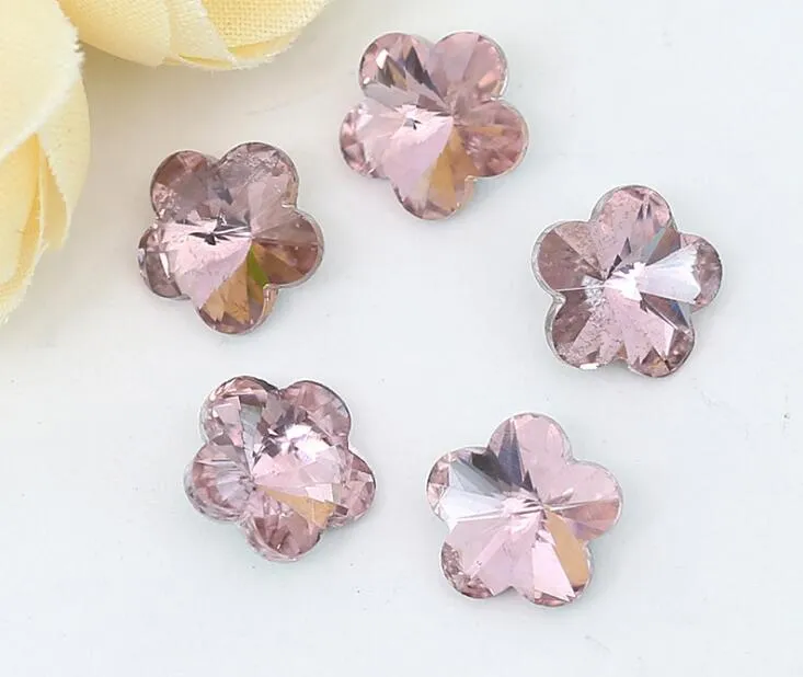 Perles de verre en cristal de fleur de prunier, 100 pièces, 10mm, fond pointu pour coudre des chaussures de mariage, sac, bijoux fascinants, artisanat de bricolage