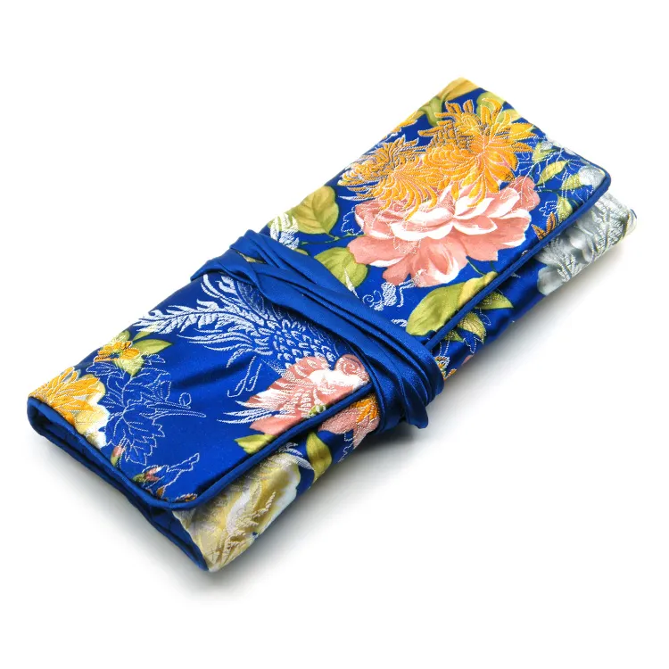 Grote reizen Sieraden Roll Gift Bag Set Verpakking Case Mooie Zijde Brocade 3 Rits Pouches en Ringpakket en één Trekkoord opslagtassen