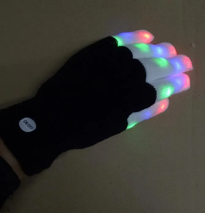 点滅する指照明手袋 LED カラフルなレイブ手袋 7 色のライトショー、ライトアップおもちゃ、クリスマスギフト