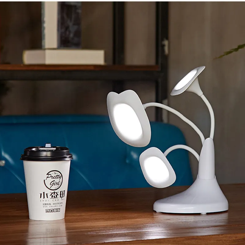 Lampe de table Morning Glory, trois lampadaires créatifs, économie d'énergie, interrupteur tactile, veilleuse de bureau usb