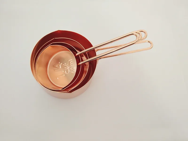 High Quality Copper Stainless Steel Measuring Cups Set Kitchen Tools Making Cakes and Baking Gauges Measuring Tools HH7-177