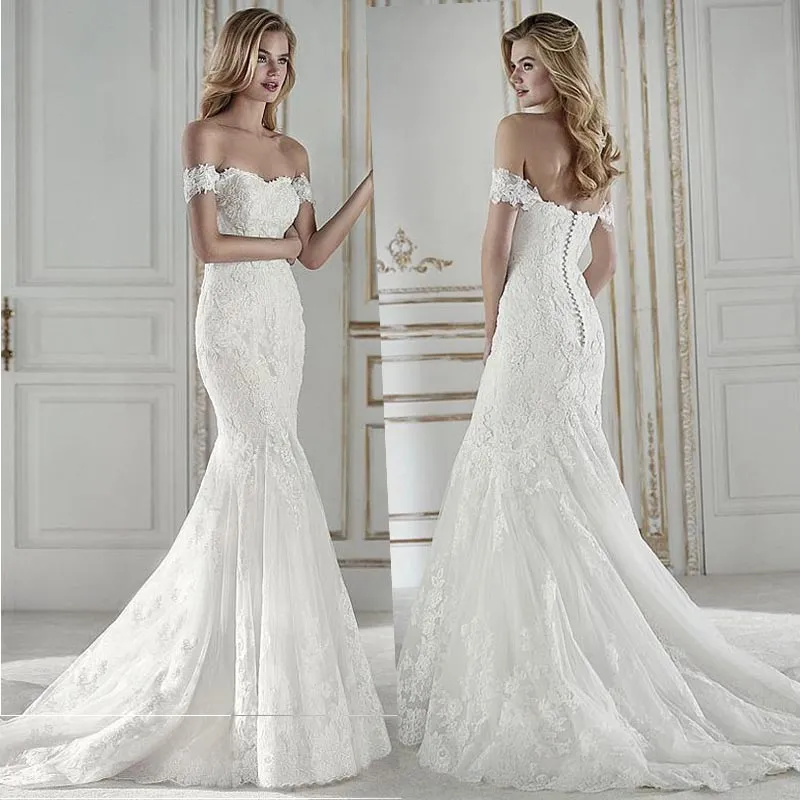 Abiti da sposa a sirena con scollo a cuore alla moda glamour Abiti da sposa da sposa su misura con applicazioni di pizzo affascinante Vestido De Noiva