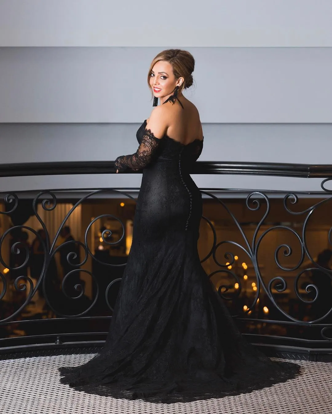 Black Lace Formal Dresses Evening Wear Off The Shoulder Sweetheart Neck Mermaid Evening Gowns Sleeves Sweep Train Long Prom Dress