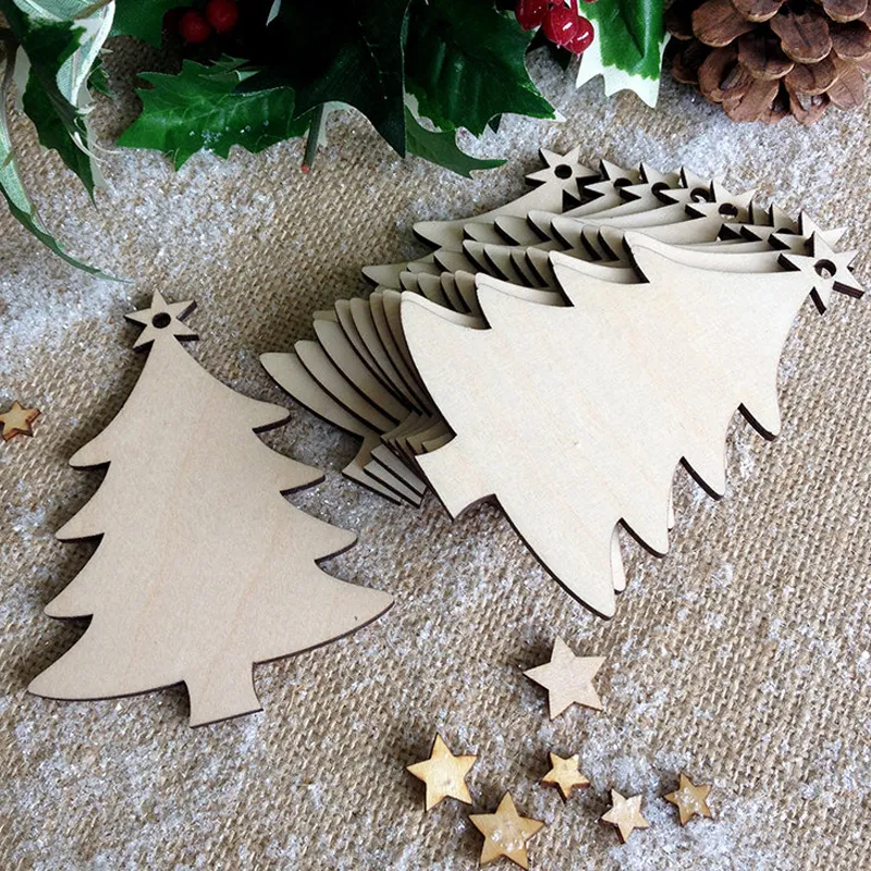 10-pack hout kerst ornamenten kerstversiering kerst decor bal herten sneeuwpop engel boom voor xmas boom, feestelijke pijn decoratie