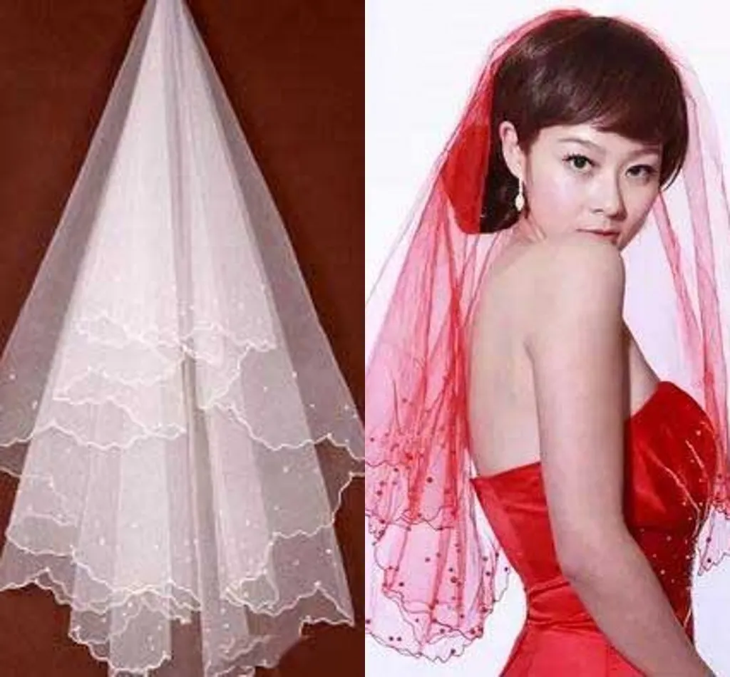 Color Free Bridal Veils Witn Beading Pencil Edge Wedding Accessory High Quality Hot Sale 2016 Cheap Modest