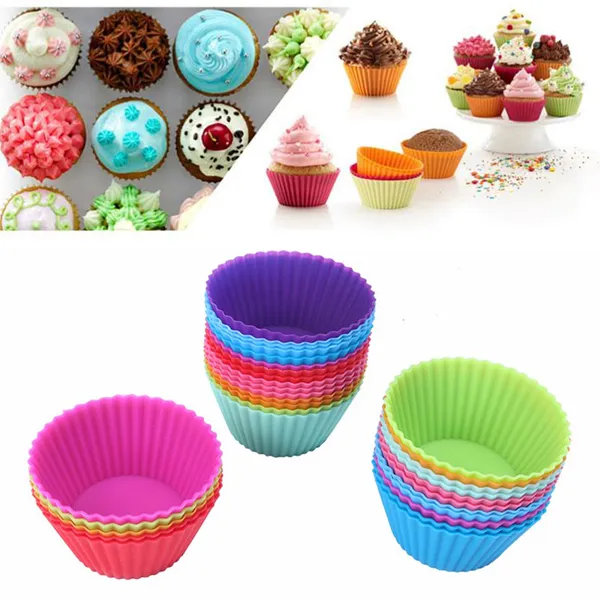 Ronde Siliconen Muffin Cup Cases Cake Cupcake Bakvormen 7cm Herbruikbare NonStick Muffin Cups Keuken Gadgets Tools