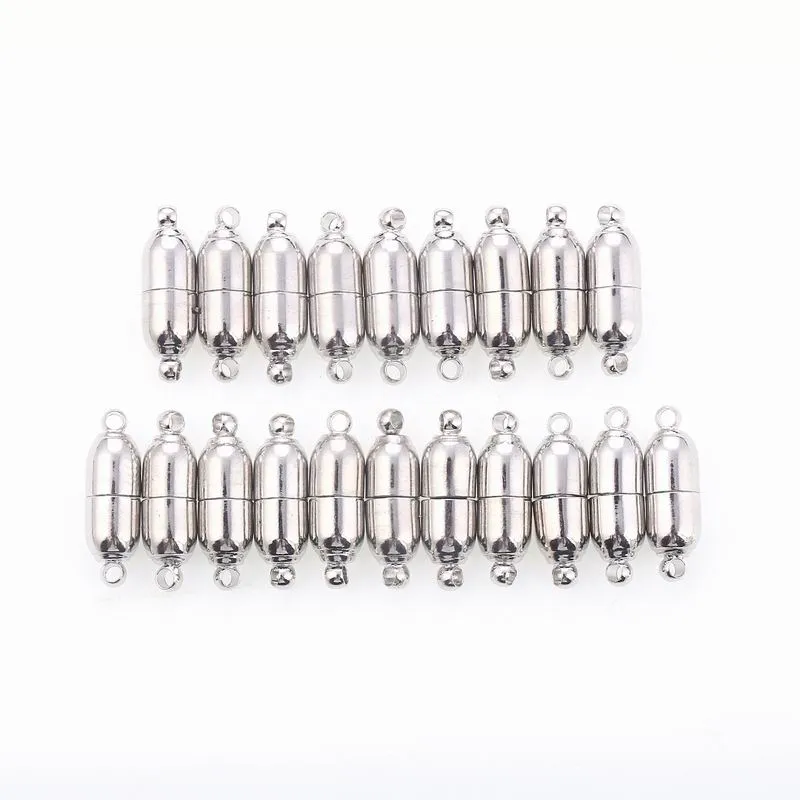 6 * 19.5mm 구멍 1.6mm 실버 컬러 팔찌 목걸이 DIY 만드는 자석 버클 커넥터 자석 자석 Clasps 부품 도매