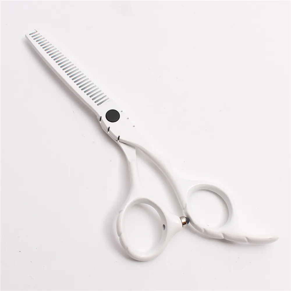 C1010 6quot Japan Customized Logo White Professional Human Hair Scissors Barber039s Hairdressing Scissors Cutting Thinning Sh4841694