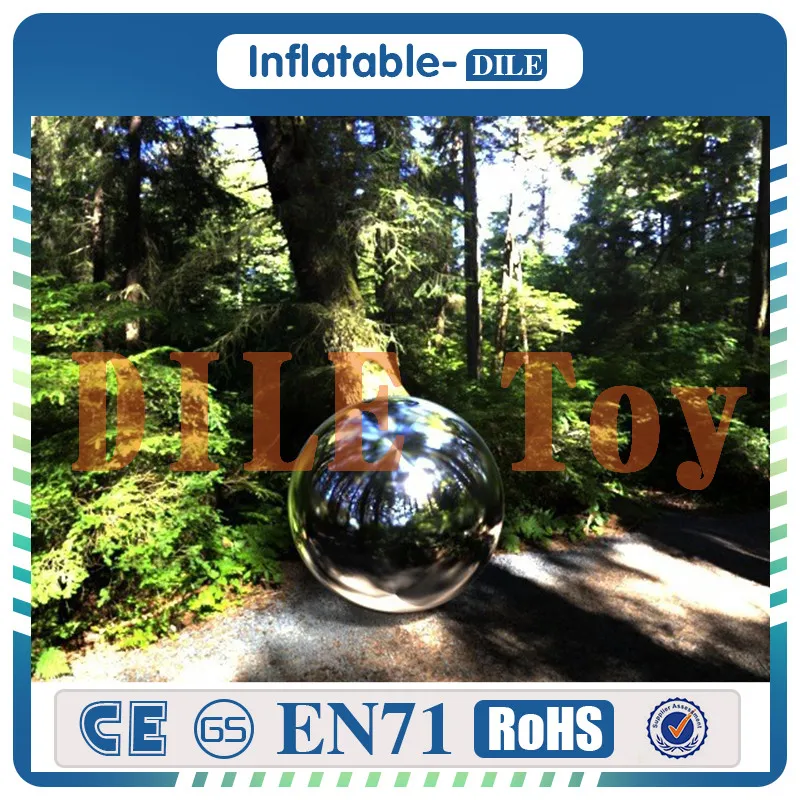 high quality 1.0m diameter PVC inflatable silver mirror ball, hanging disco ball for decoration