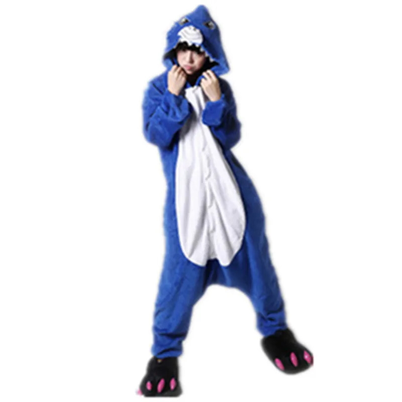 Animal traje cosplay adulto Pijamas Seafish tubarão Onesies Sleepwear dos desenhos animados Sleepsuit Shark Pijamas animais dos desenhos animados Big Blue Fish Jumpsuit