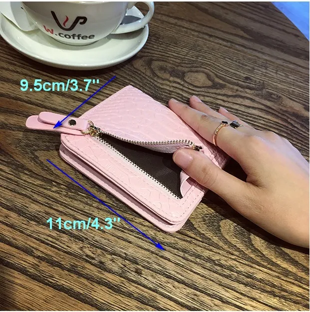 Short Wallets holders Women ladies Crocodile pattern PU Leather Bifold wallets Coin and Credit card holders packet Wallets top fashion