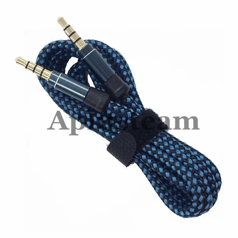 Auxiliaire AUX 1.5M 3M rond ininterrompu tissu métallique Braiede câble Audio Extension 3.5mm mâle stéréo pour téléphone portable MP3 haut-parleur ordinateur