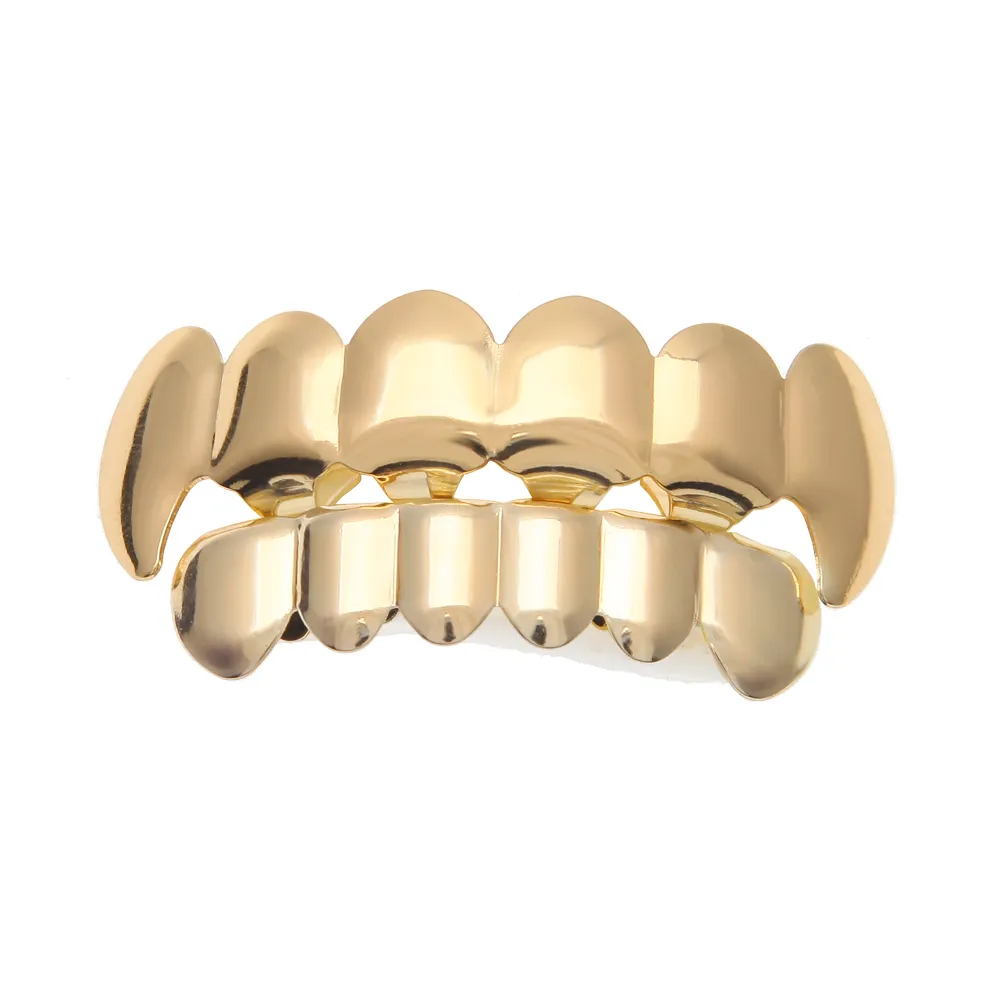 14k ouro prata banhado hip hop dentes grillz top bottom grill set para homens * nova alta qualidade !!