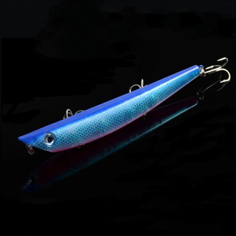 Wholesale 5 Colour Plastic Popper Fishing Lures Bass Crank Bait Top water Rattles 3D Eyes Fishing lures Crankbait Tackle 16.9g