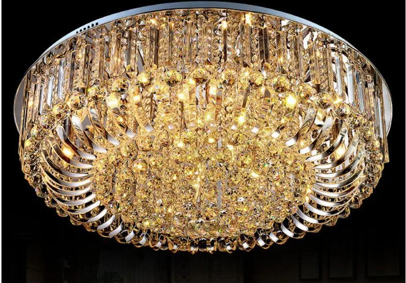 Round Crystal stepless Ceiling Light For Living Room Indoor Lamp with Remote Controlled luminaria home decoration