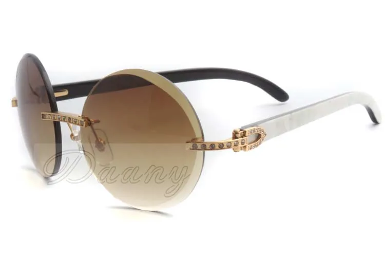 2019 nouveaux styles de lunettes de soleil série diamant ronde LUNETTES DE SOLEIL RÉTRO T3524012 lunettes en corne noire et blanche naturelle taille 5618147206198