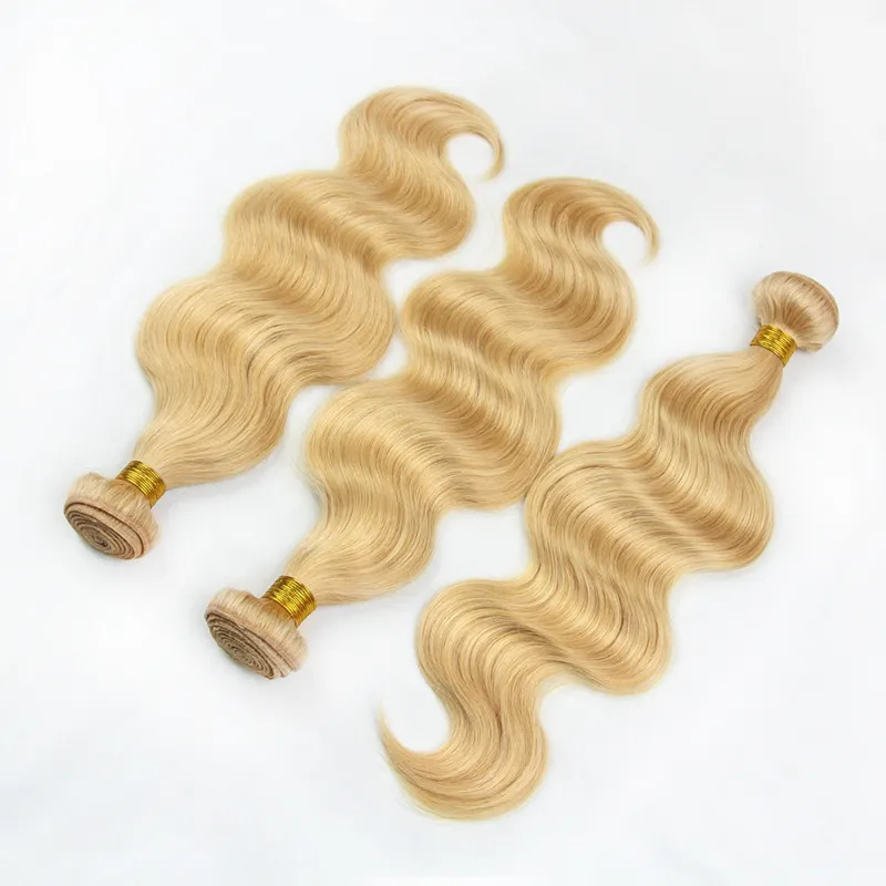 Бразильские пучки человеческих волос медовой блондинки 9A 27 Клубничная блондинка Объемная волна Девственные бразильские человеческие волосы для наращивания 36817429