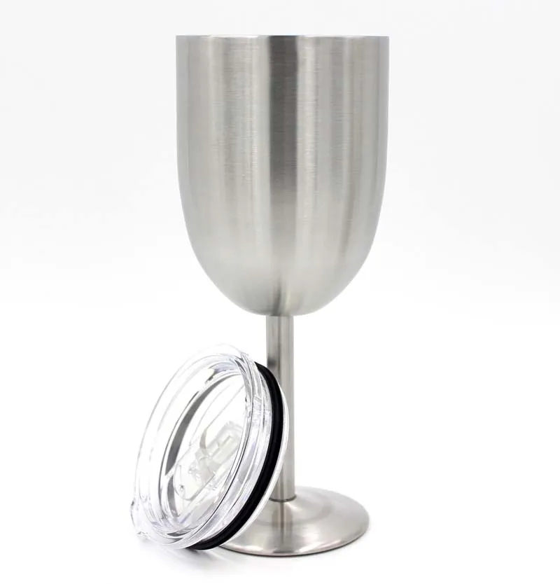 銀10オジロワイングラスゴブレット二重層ステンレススチールワインカップビールコーヒーワイングラス蓋付き