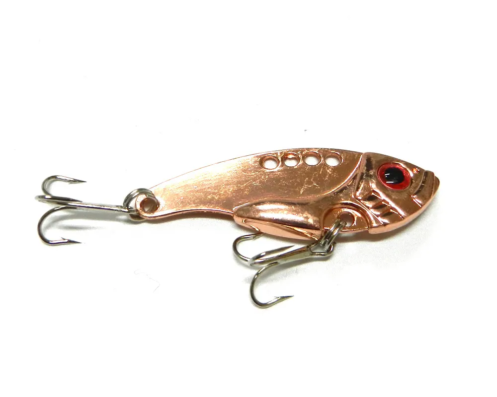 Hengjia 80sts nya 5,5 cm 11g 8 # krokar VIB009 Design VIB Fiske Lures Fiskehantering Vibrator Lure Bait Spoon Metal Lures