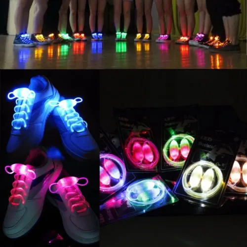 Novelty Lighting LED Blinkande Shoelaces Vattentät Lysande Fashion Light Up Casual Sneaker Shoe Laces Disco Party Night Glödande strängar