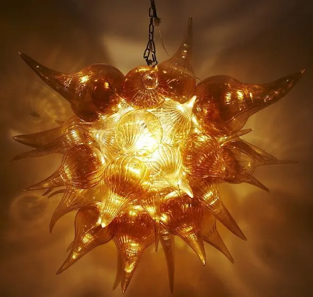 Sierlijke lamp barnsteen kroonluchters verlichting led plafondlampen moderne handgeblazen murano glazen bubble hanglampen