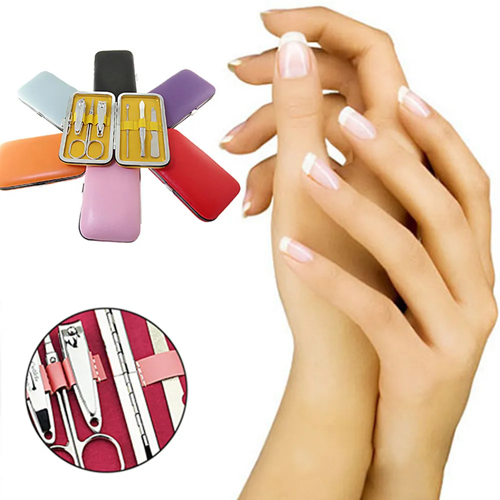 6 sztuk Przenośny Zestaw Nail Nierdzewnej Sztuki Manicure Set Narzędzia do pielęgnacji paznokci z Mini Finger Finger Cutter Clipper plik Nożyczki Pęseta