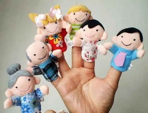 Peluche Finger Puppet Family Set di 6 pezzi, peluche Cartoon, burattini a mano per bambini Story Story Teller / Talking Props