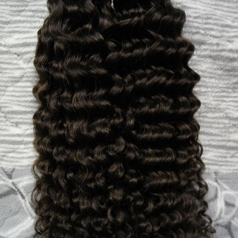 I Wskazówka Włosy Rozszerzenia Brazylijski Kinky Curly 100g 100s # 4 Ciemnobrązowe Włosy Pre Bonded Hair No Remy Human Hair Extensions