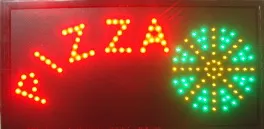 vendita calda customerized led animato segni di pizza cartellone dimensioni 19x10 pollici di business negozio di pizza