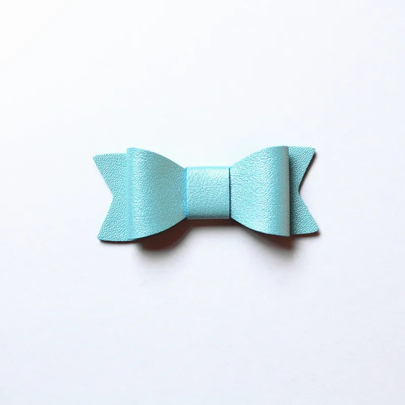 Without clips Hotsale PU Leather Bows Mini size Hair Clip Small Bowknot Faux Shinning Hairpins Wholesale Girls Newborn Baby Clips