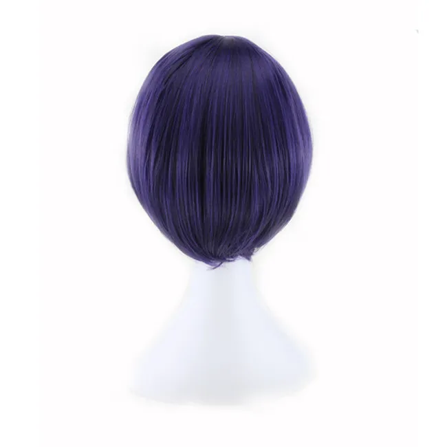 WoodFestival cosplay wig Tokyo Ghoul Kirishima Dong Xiang men short straight wigs dark purple anime wig synthetic fiber hair9116261