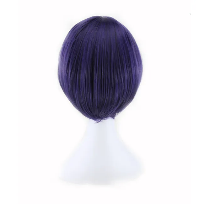 WoodFestival Cosplay Wig Tokyo Ghoul Kirishima Dong Xiang Men Short Straight Wigs Dark Purple Anime Wig Synthetic Fiber Hair9116261