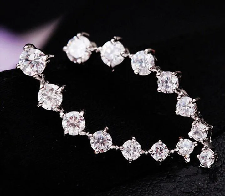 CZ Diamond Clip Manchet Oorbellen Wit Rose Vergulde Dipper Haak Stud Oorbellen Sieraden Voor Dames Oorbel ZL