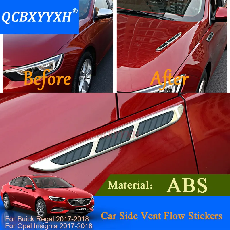 Qcbxyxh 2 قطعة / الوحدة abs سيارة التصميم ل بويك ريغال أوبل Insignia2017 2018 سيارة الجانب تنفيس تدفق ملصقات الديكور الخارجي صائق