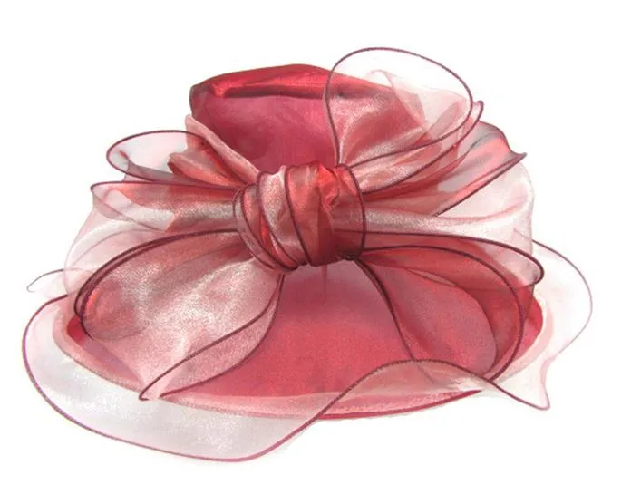 Vrouwen Fascinator Bowknot Oranza Gauze Hoed Kentucky Derby Church Avondjurk Hoed Cocktail Party Breed Brid Bridal Wedding Cap Sun Hat Gift