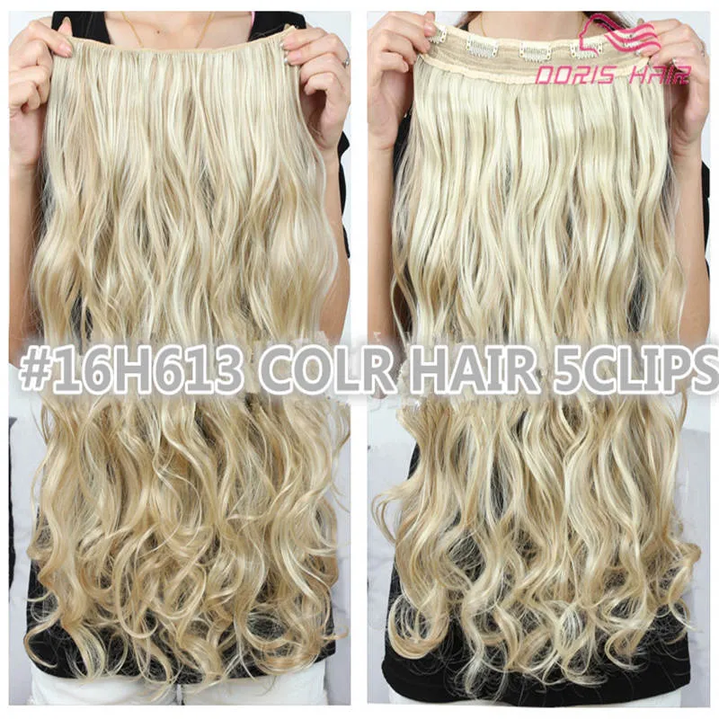 clipe em extensão do cabelo das mulheres cabelo 30 cores one piece 2 pacote para a cabeça cheia longa extensão do cabelo ondulado frete grátis