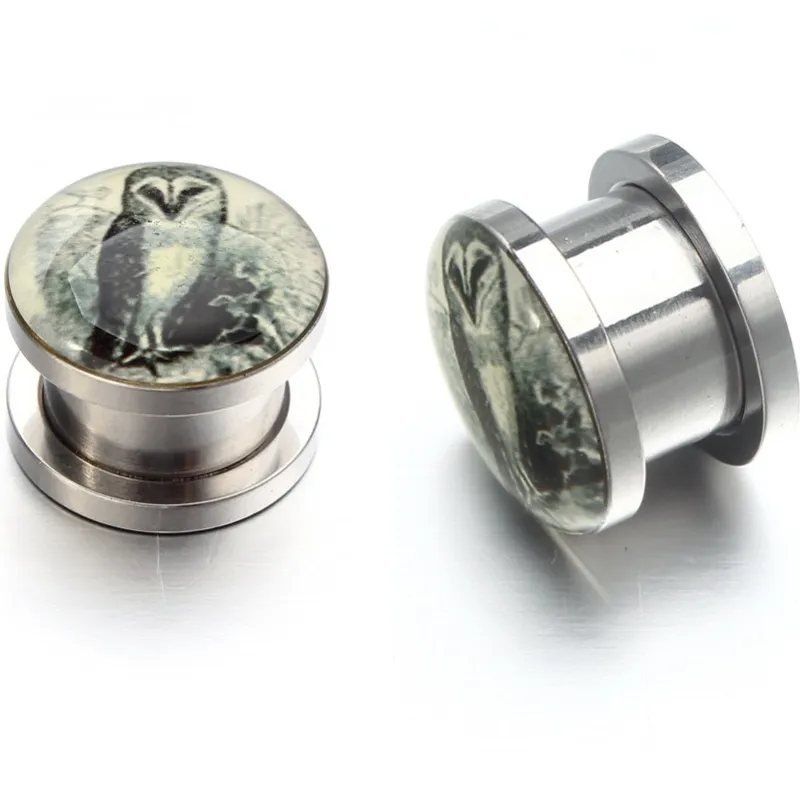 3mm20mm Punk Stainless Steel Owl Screw Tunnel Plug Ear Expander