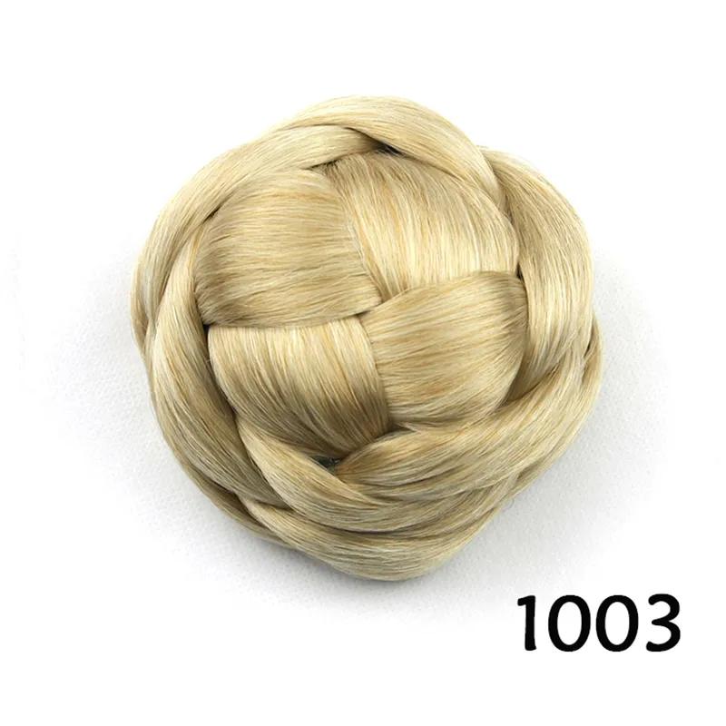 Wholesale-6 Colors Women Braid Buns Hairpieces Brown/ Blond/Black Hair Chignon Donut Roller Bun Perucas