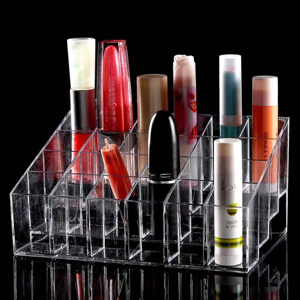 Hurtownie 7 sztuk 24 Trapezoid Clear Makeup Cosmetic Organizer Storage Lipstick Holder Case Stand Drop Darmowa Wysyłka