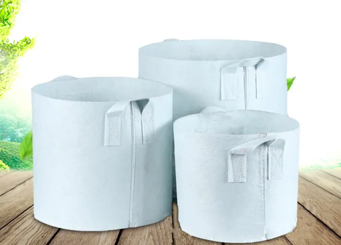 White Non-Woven Fabric Reusable Soft-Sided Highly Breathable Grow Pots Planter Bag With Handles Price Large Flower 10 Size Option