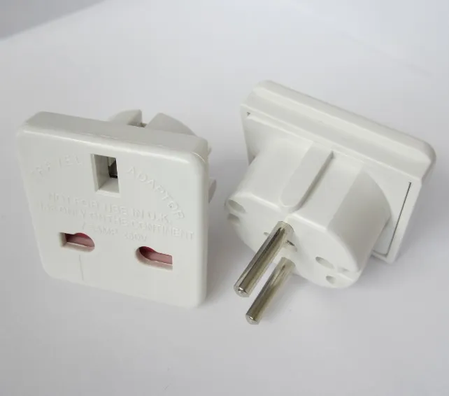 VK naar Euro EU AC Power Travel Plug Adapter Adapters Converters Wit