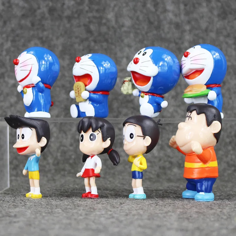 çocuklar hediye ücretsiz kargo EMS için 8 Stiller Anime Doraemon Nobita Şizuka Suneo PVC Action Figure Koleksiyon Model Oyuncak