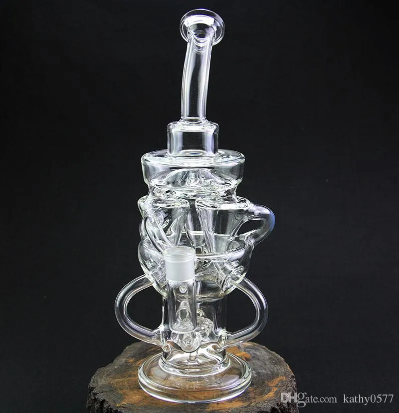 New design Klein big size perfect swirls Glass Bong arms inline glass recycler heady dab oil rigs Gear Perc Water Pipe with bowl5511547