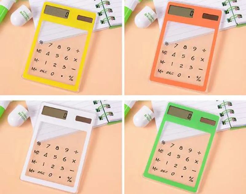 Digit Touch Screen Ultra slim Transparent Solar Calculator Stationery Clear Scientific Calculator Student School Office 